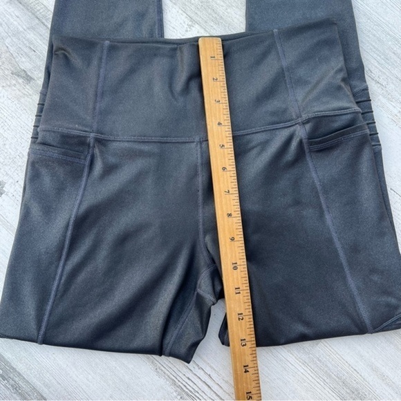 Athleta Inclination Moto tight Women’s Size Small Black‎ Metallic Pullon Style - Picture 14 of 17